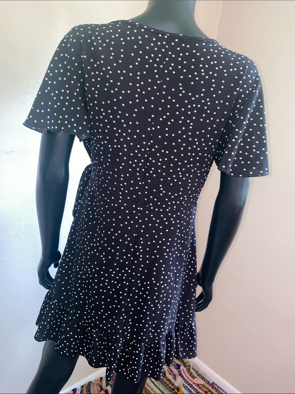Black Polka Dot Wrap Around Dress After Beach Dress - Picture 6 of 12